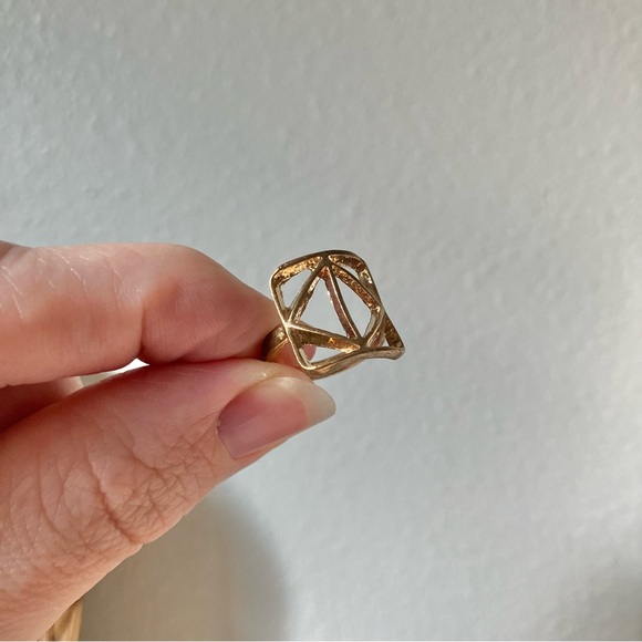 Elements Gold Square Diamond Symbol Open Ring “Venya” Earth Alchemy - Picture 11 of 12